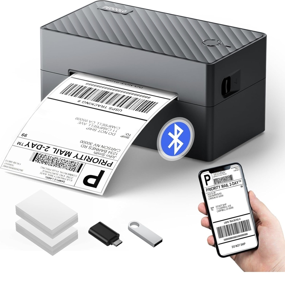 Wireless Black USB Bluetooth Label Printer